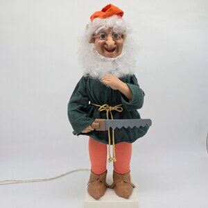 Vintage Telco Animated Motionette Elf Worker Toy Maker Christmas Decor Saw